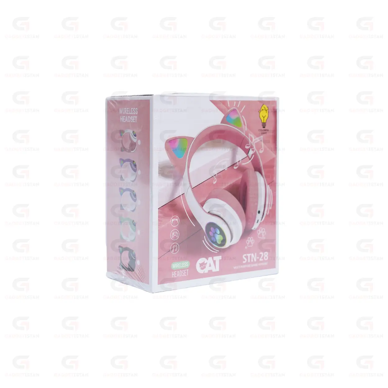 CAT STN-28 Wireless Bluetooth Headset Over-Ear with Mic – Pink - Image 3